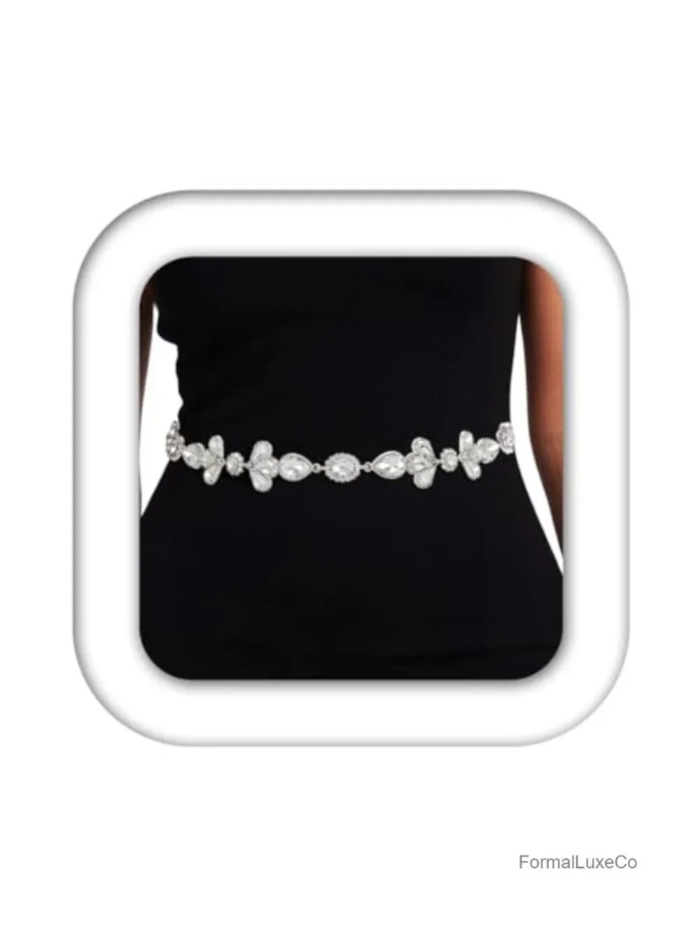 Rhinestone Chain Belt Sparkly Waist Chain for Dresses